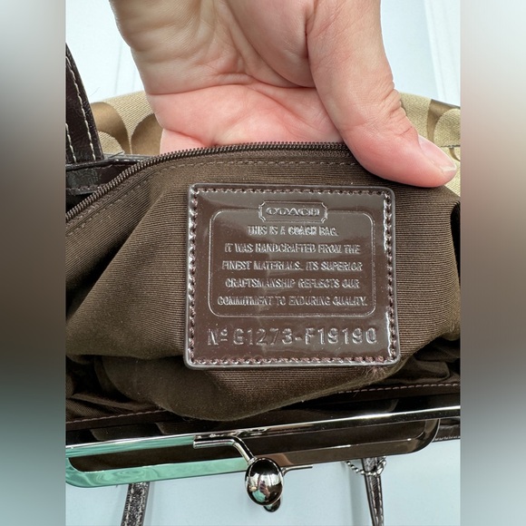 100% Authentic Coach Brown CC Logo Stripe Shoulder Bag - Picture 5 of 6